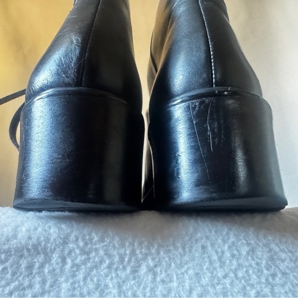 Golo Sharp - Hey Size 10 Women’s Black Ruched Angular Zip Leather Ankle Boots - Picture 11 of 14